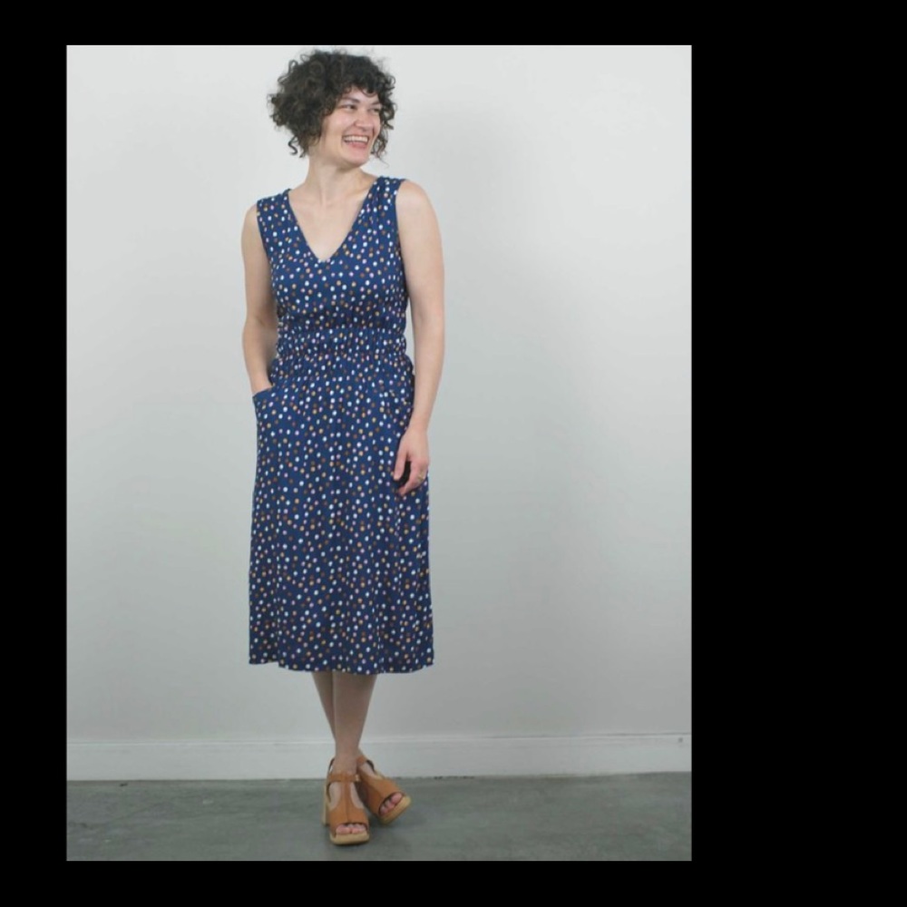 Modaspia Fiji Linen Dress Navy/Polka Dot